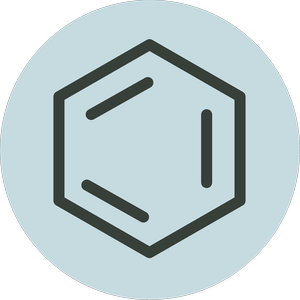 Image of benzene to represent the organic chemistry education research conducted by the Raker Research Group